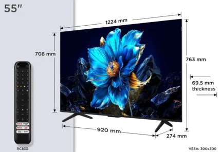 TV TCL QLED, Direct LED TV, 4K HDR TV, Smart TV Powered by Google TV 55P7K
