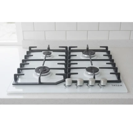 Tatch Plaque de cuisson à gaz 4 feux en verre Blanc GB6021SSS